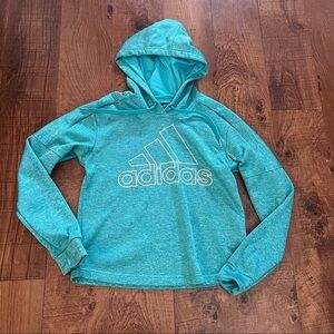 Adidas Womens hoodie Sz XS extra small 4/6 green black white Climawarm